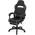 Athena Collection Gaming Chair, Ergonomic Gaming Chair with Footrest & Lumbar Support, Height Adjustable Swivel Computer Chair Office Chair for Kids Adults(Gray)