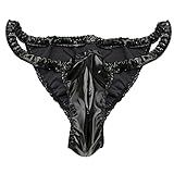 FEESHOW Men's Spandex Rubber Wet Look Bikini Briefs Slip Shorts