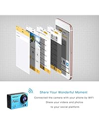 Cámara de acción impermeable WiFi de Campark ACT74 16MP 4K, cámara de 170 deportes, lente gran angular con 2 baterías recargables y paquete portátil