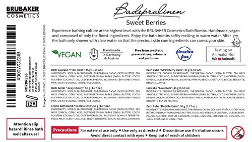 BRUBAKER Cosmetics 6 Handmade"Sweet Berries" Spa Bath Bombs Bath Melts Bath Truffles Gift Set - All Natural Vegan, Organic Shea Butter, Cocoa Butter and Olive Oil Moisturize Dry Skin.
