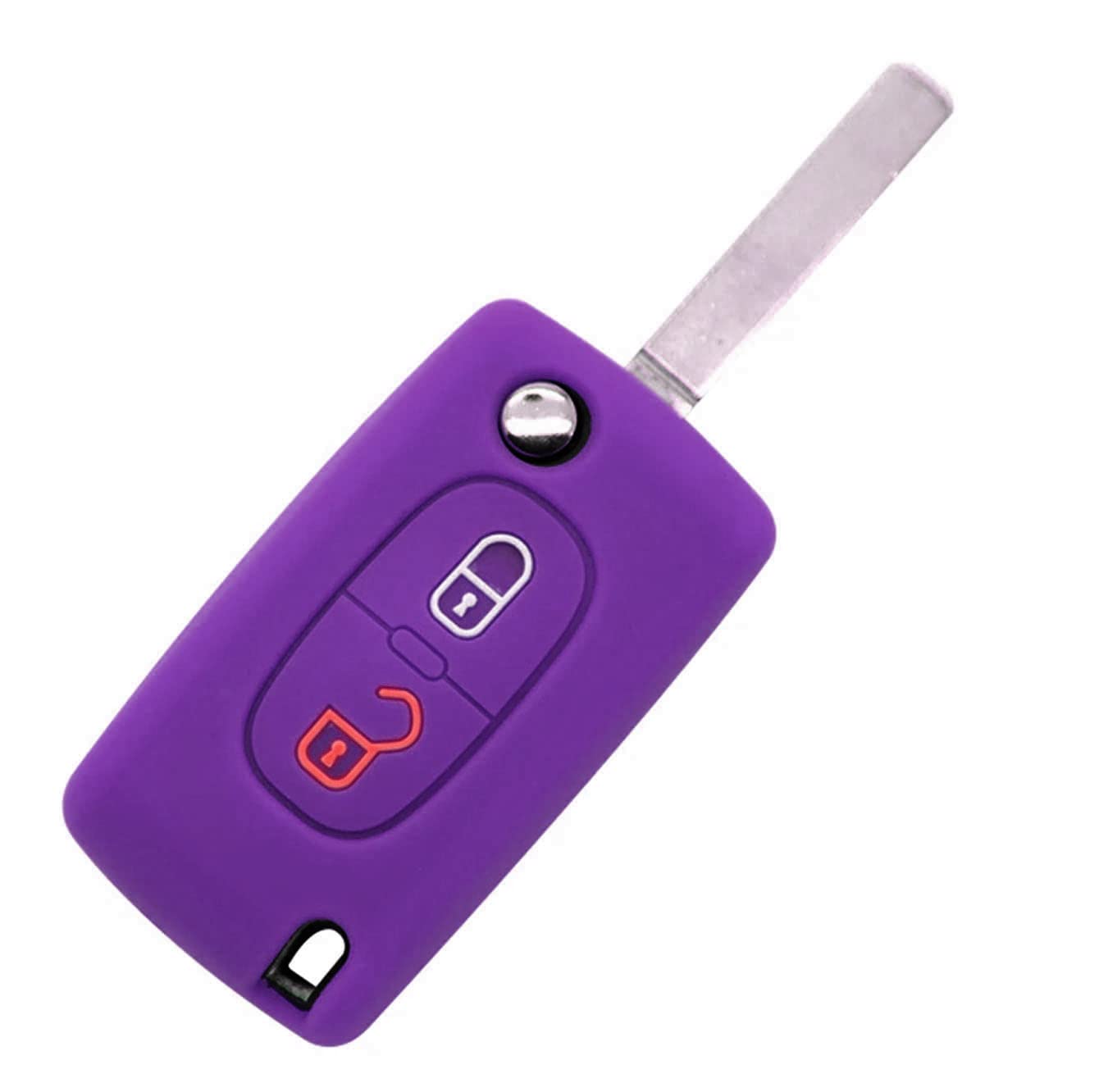 SALPIE Silicone Key Cover Shell for 2 Keys Car Remote Control Peugeot 106 107 205 206 207 306 307 308 309 406 407 807 Citroen C1 C2 C3 C4 (Purple)