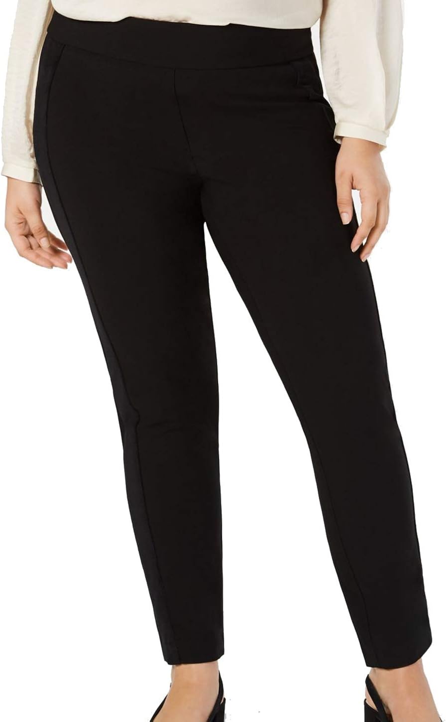 Alfani Womens Plus Velvet Stripe Tummy Slimming Straight Leg Pants