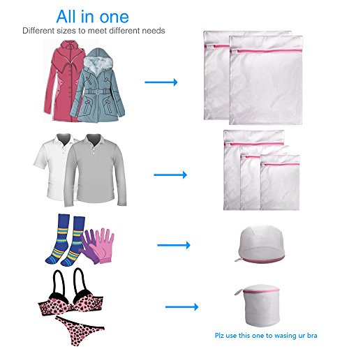 Gogooda 7Pcs Mesh Laundry Bags for Delicates with Premium Zipper, Travel Storage Organize Bag, Clothing Washing Bags for Laundry, Blouse, Bra, Hosiery, Stocking, Underwear, Lingerie
