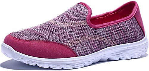 Krystory Performance Athletic Women's Walking Shoes Slip-On Lightweight Comfortable Casual Sneakers, Pink, 7 B(M) US