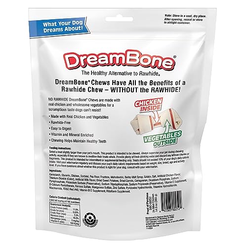 DREAMBONE MINI CHEWS, MADE WITH REAL CHICKEN, RAWHIDE FREE CHEWS FOR DOGS, 24 COUNT
