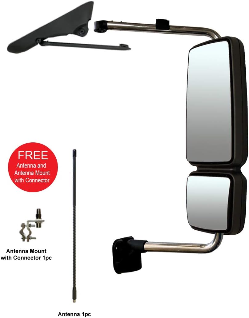Door Mirror Power Heated with Arm Assembly Black
