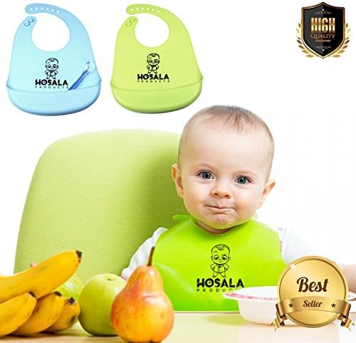 HOSALA Waterproof Silicone Bib Easily Wipes Clean - Comfortable Soft Baby Bibs Keep Stains Off