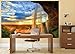 GREAT ART Photo Wallpaper – Waterfall – Picture Decoration Sunset on Island Seljalandsfoss Nature Landscape Romantic Valley Dusk River Cascade Image Decor Wall Mural (82.7x55.1in - 210x140cm)