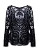 Choies Women Cotton Blend Crochet Lace Plain Long Sleeve Round Neck Loose Bla... Black