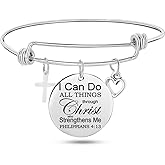 Jude Jewelers Stainless Steel Adjustable Size Christian Cross Holy Bible Verses Mantra Bangle Bracelet