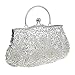 Albabara Satin Beaded Handmade Clutch Purse Evening Handbags,Silver