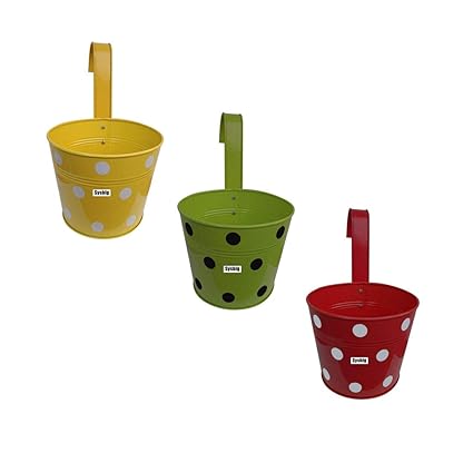 Kraftsplanet Indoor Set of Three Metal Railing planters with Detachable for Garden and Balcony Decor