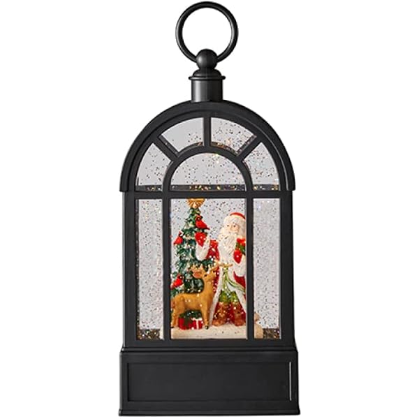 Amazon.com: RAZ Imports 2022 Holiday Water Lanterns 10.25" Santa and Deer  with Tree Musical Lighted Water Greenhouse : Home & Kitchen
