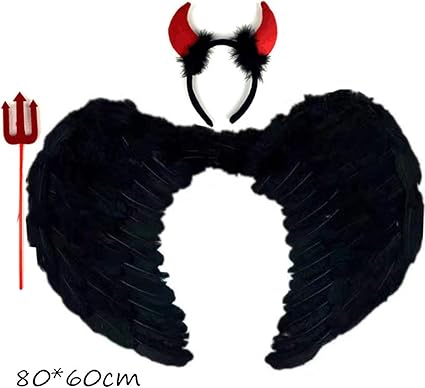 Kids Halloween Feather Fairy Angel Cos Demon Wings Fancy Dress Up