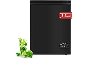 BORCOLO Chest Freezer 3.5 Cubic Feet, Small Deep Freezer with Removable Basket, 6 Level Adjustable Temperature from -18°F to 50°F, Manual Defrosting, Top Open Door, Suitable for Home, Black
