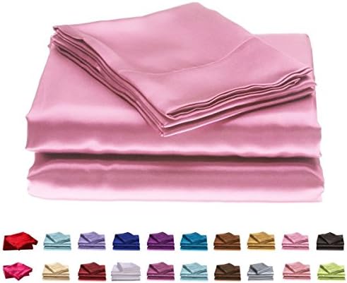 Cloud Fino Hotel Quality Silky Soft Luxurious Satin 7 Pc Sheet Set Wrinkle & Fade Resistant, Hypoallergenic Breathable Durable Comfort Bedding Set With Duvet Set !!! Twin XL, Pink