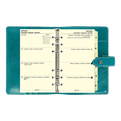 Filofax Malden Kingfisher Personal Size Leather Organizer Agenda Planner Ring Binder 2019 Calendar with DiLoro Jot Pad Refills (Personal, 2019 Kingfisher, 026026)