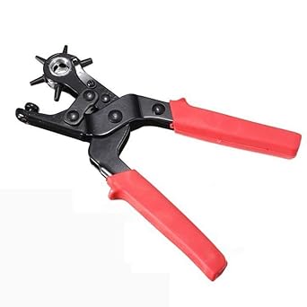 divinz Punching Machine for Leather Belts, Watch Bands with rubber handle (22 x 15 x 2.5 cm, Black & Red)