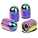 Bullet Style Polished Aluminum Rainbow Color Tire Vavle Stem Caps (Pack of 4)