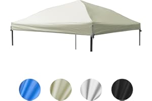 D&ONEHOS 10x10 Canopy Replacement Top, Waterproof Sunshade Canopy Tent Top Roof Cover for Outdoor Garden Patio Pavilion Sunshade with Silver Coated (Top Only,118.5“x118.5”,Beige)