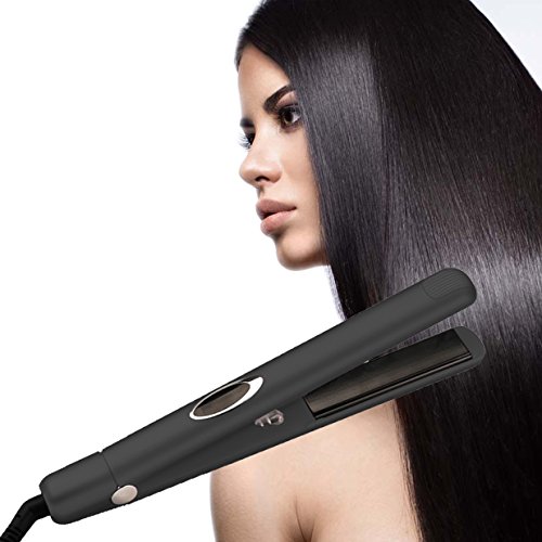 Anion Hair Straightener Irons, Hann 2 in 1 Ceramic Styling Salon Tools Professional Hair Straightener & Hair Curler (Black)