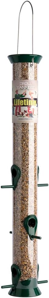 Jacobi Jayne Droll Yankees Sunflower Heart & Seed Mixes Hanging Feeder Tube for Small Birds Seed, Green, Large