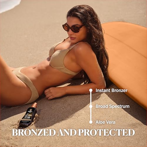 Australian Gold Instant Bronzer Water Resistant Sunscreen Spray Gel SPF 15, 8 Ounce