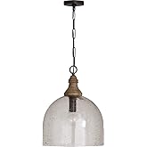 Capital Lighting 336011YP-484 Inglewood Clear Seeded Glass Dome Pendant, 1-Light 100 Watts, 19" H x 15" W, Grey Wash/Pewter