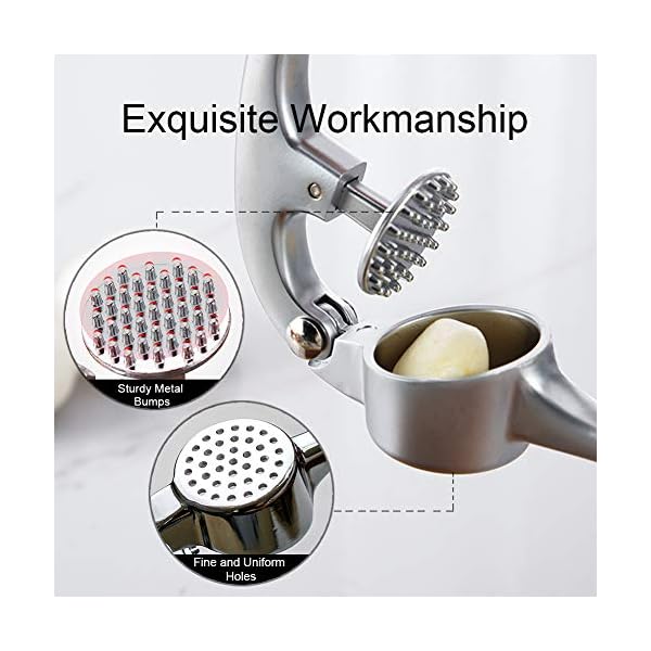 Garlic Press, Garlic Crusher Press to Press Clove and Smash Ginger Handheld Zinc Alloy Rust-Proof Tool for Kitchen