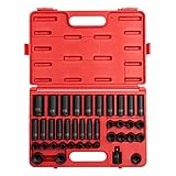Sunex 2669, 1/2 Inch Drive Master Impact Socket Set, 39-Piece,, 9mm-30mm, Standard/Deep, Cr-Mo Steel, Radius Corner Design, Dual Size Markings, Heavy Duty Storage Case