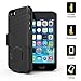 iPhone 5 5S SE Belt Clip Case: Stalion Secure Holster Shell & Kickstand Combo (Jet Black) 180° Degree Rotating Locking Swivel + Shockproof Protection
