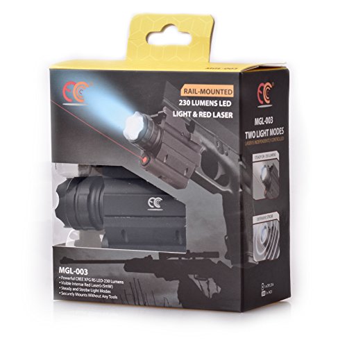 MCCC Tactical Red Laser Sight with 230 Lumens CREE LED Flashlight, Compact Rail Mounted, Quick Release, 1XCR123A Battery (Included) - Thumbnail 6