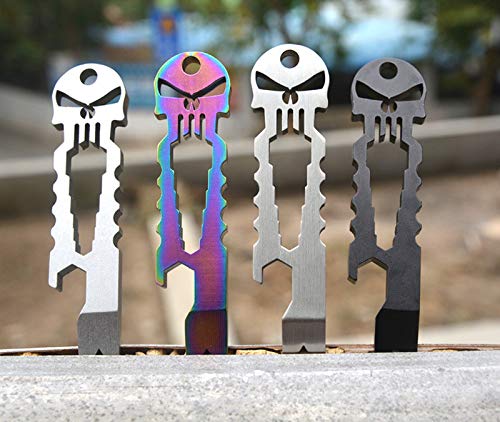 Nurbo 3 PCS Multi-function Skull EDC Tool Pocket Stainless Steel Key Ring Bottle Opener - Thumbnail 6