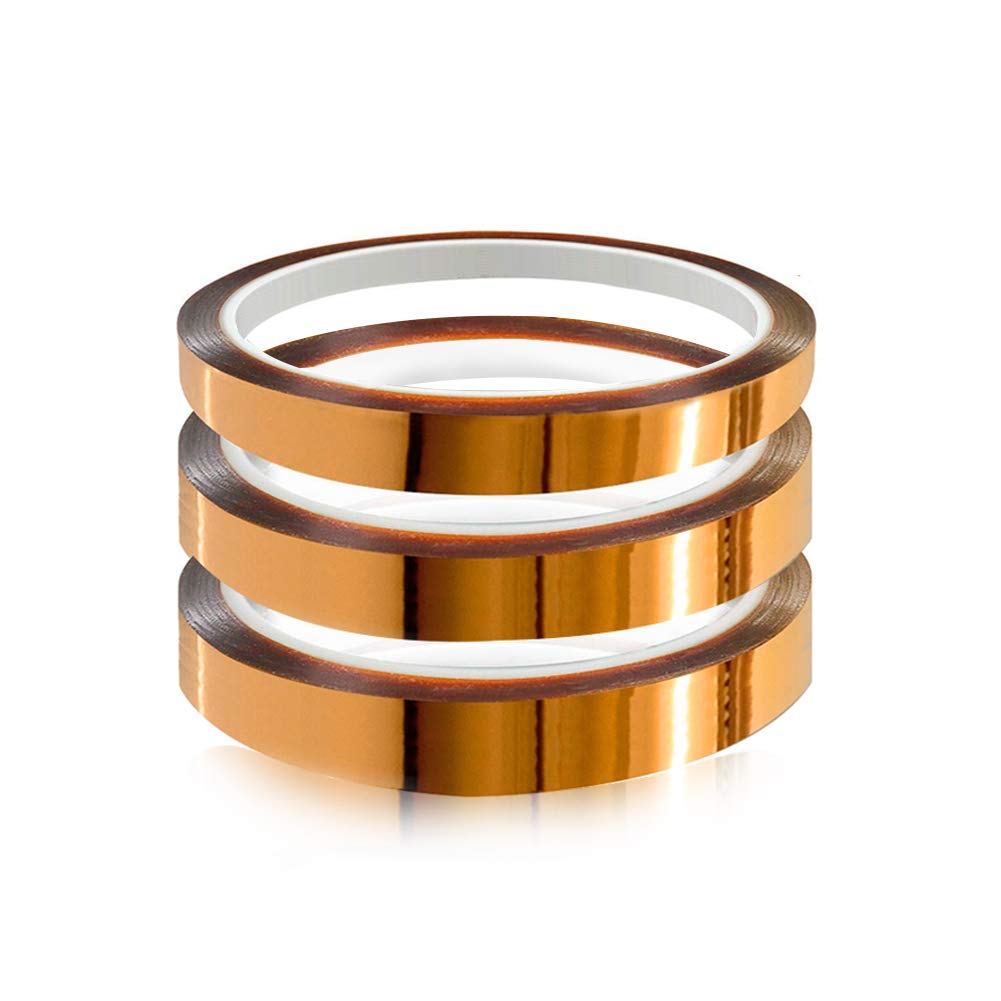 YIXISI High Temperature Tape, Polyimide, 20mm x 33m, 3 Packs, Up to 280°C (536°F), For Electronics, 3D Printers