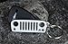Alien Sunshade Jeep Wrangler JK JKU Grill Keychain, Made of Laser Cut Stainless Steel, Features Iconic D-Ring Connector (Snow White)