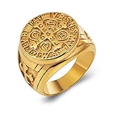 HZMAN Men Women St Benedict Exorcism Ring Silver