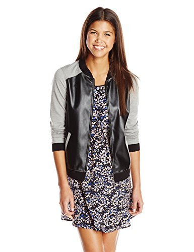 Eric Lani Juniors Ponte Faux Leather Varsity Jacket Desertcart