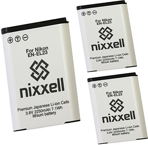 ( 3 Pack ) Ultra High Capacity Original Nixxell Battery for Nikon EN-EL23 MH-67 for camera Coolpix B700,  P600,  P610,  P900, Coolpix S810c, &amp; Many More!