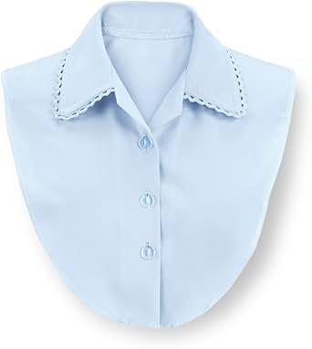 Crochet Trimmed Dickie Layering Collar - Wear Under Sweater, Jacket, or Shirt, Blue at Amazon 