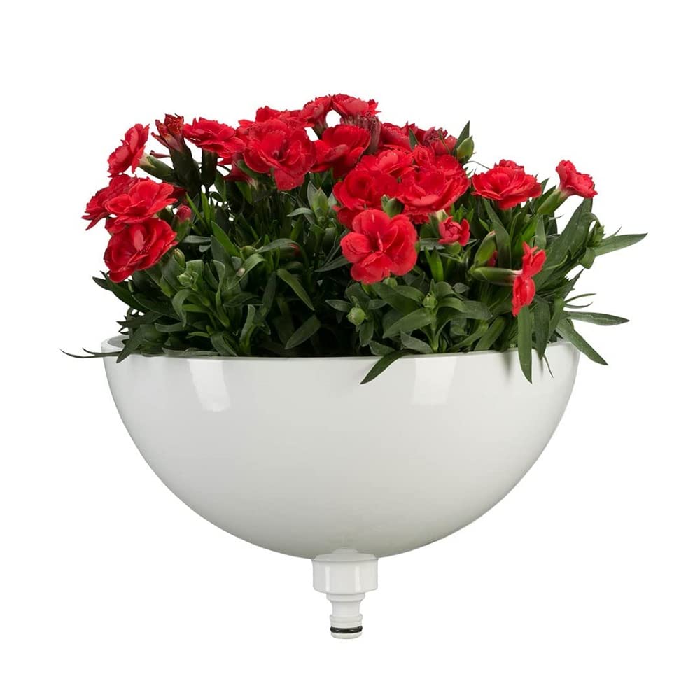 Gardena ClickUp! Flower Bowl: Large bowl for spring and summer plants, 25 cm, frost-proof, fixes securely to the ground, white (11320-20) — image 1