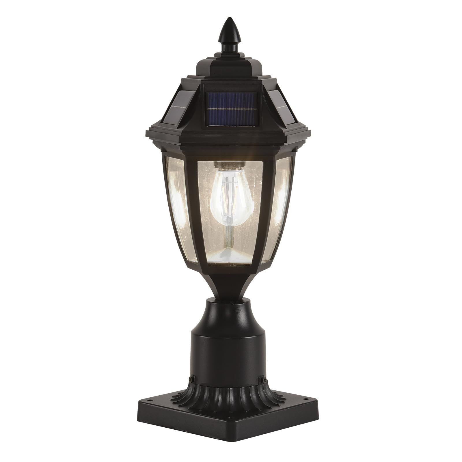 Photo 1 of BOXCUPIN Post Lights Outdoor 1 Pack, Motion Sensor Solar Lamp Post Lights with Pier Mount Base, Waterproof Outdoor Light for Garden Wood Fence Deck