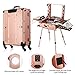 Ovonni LED Makeup Train Case, Lighted Rolling Travel Portable Cosmetic Organizer Box with Mirror & 4 Detachable Wheels, Professional Artist Trolley Studio Free Standing Workstation, Rose Gold