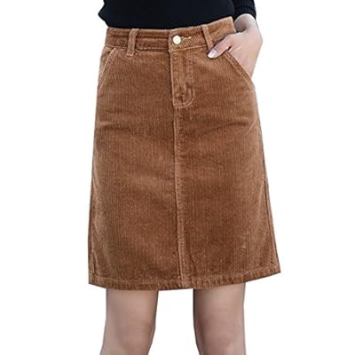 Deofean Women's Short Vintage A-Line Corduroy Skirts With Pockets