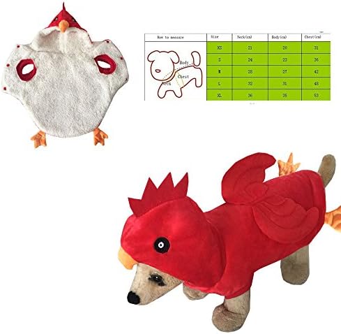 Pet Style red chicken Jaws Fancy Dress Costume Outfit Adorable red chicken Pet Costume Hoodie Coat for Dogs and Cats (XL(Neck:36cm x Body:35cm x Chest:53cm), red chicken)