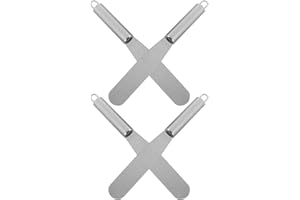 Sewroro 4pcs Stainless Steel Cake Scraper Long Handle for Baking Shop Cake Icing Smoother