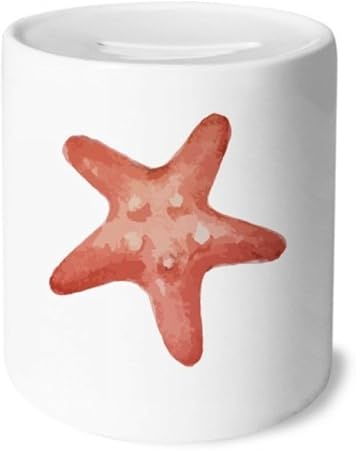 Amazon Diythinker ヒトデ 海洋生物 赤いイラスト マネーボックス セラミックコインケース 貯金箱 ギフト 貯金箱 おもちゃ