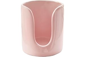 HANKOR Ceramic Bathroom Cup Dispenser, 3 oz 4 oz Disposable Cups Holder, Small Mouthwash Cup Dispenser (Pink)