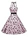 Pink 50s Halter Flock Black Tattoo Rockabilly Party Prom Dress
