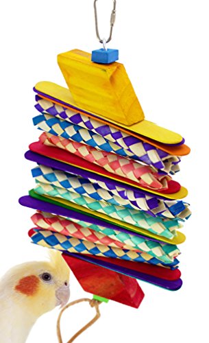 Bonka Bird Toys 1081 4 Step Shred Bird Toy Parrot cage Toys Cages African Grey Conure Cockatiel. Quality Product Hand Made in The USA.