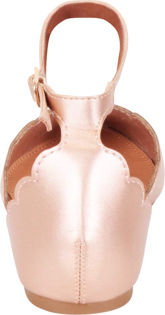 Cambridge Select Women's Pointed Toe Scalloped D'Orsay Ankle Strap Ballet Flat,7.5 B(M) US,Rose Gold PU - Image 4